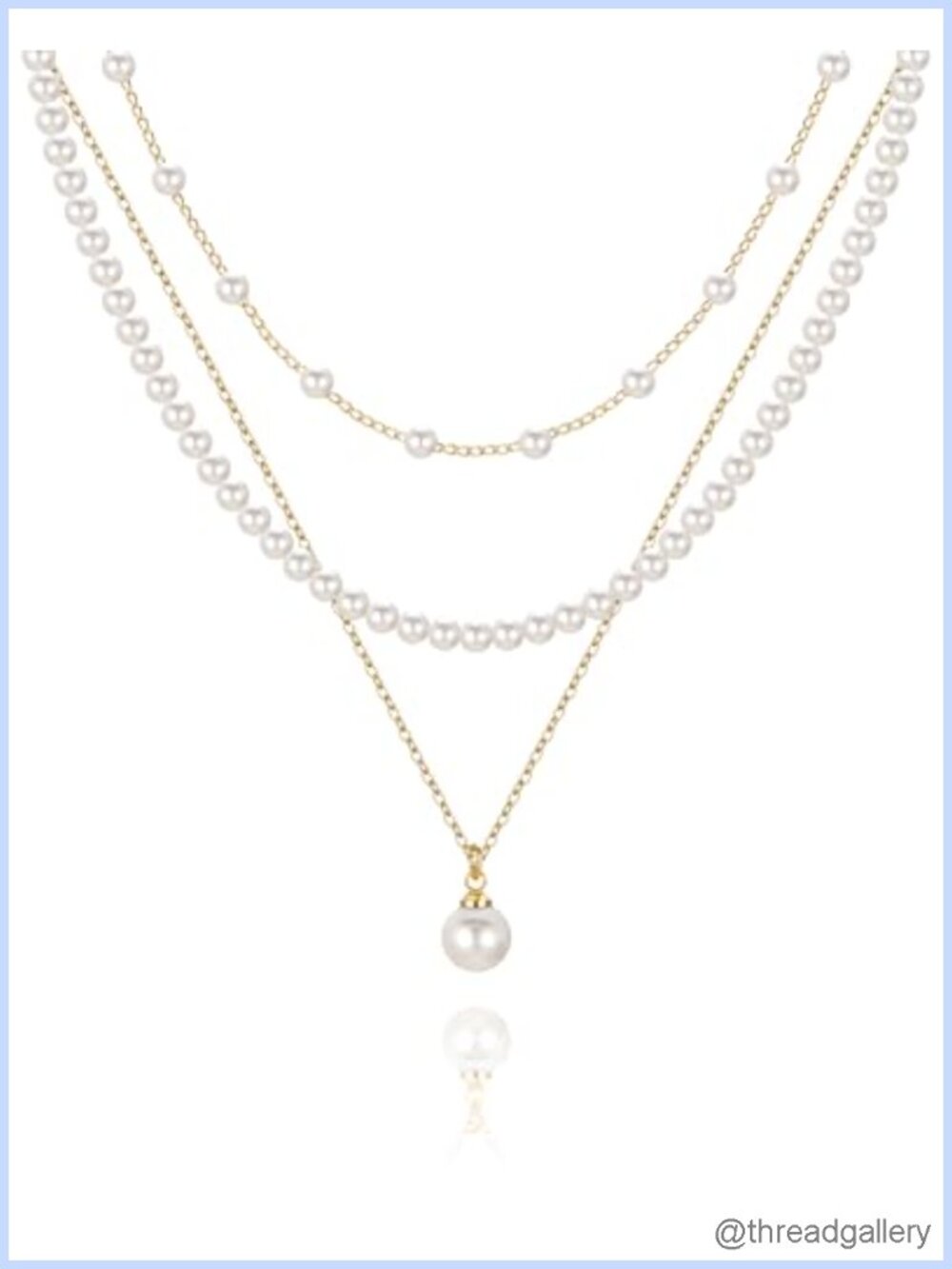 Layered Pearl Necklace Set 14K Gold Plated Brass Choker 3 Piece Dainty Jewelry